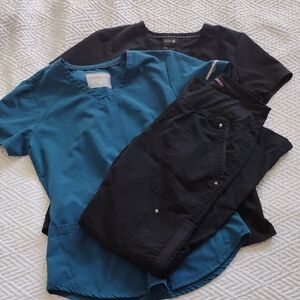 Black And Teal Scrub Set - XS